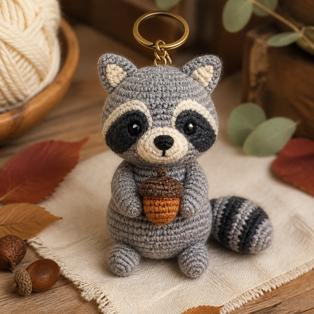 Woodland Raccoon Keychain